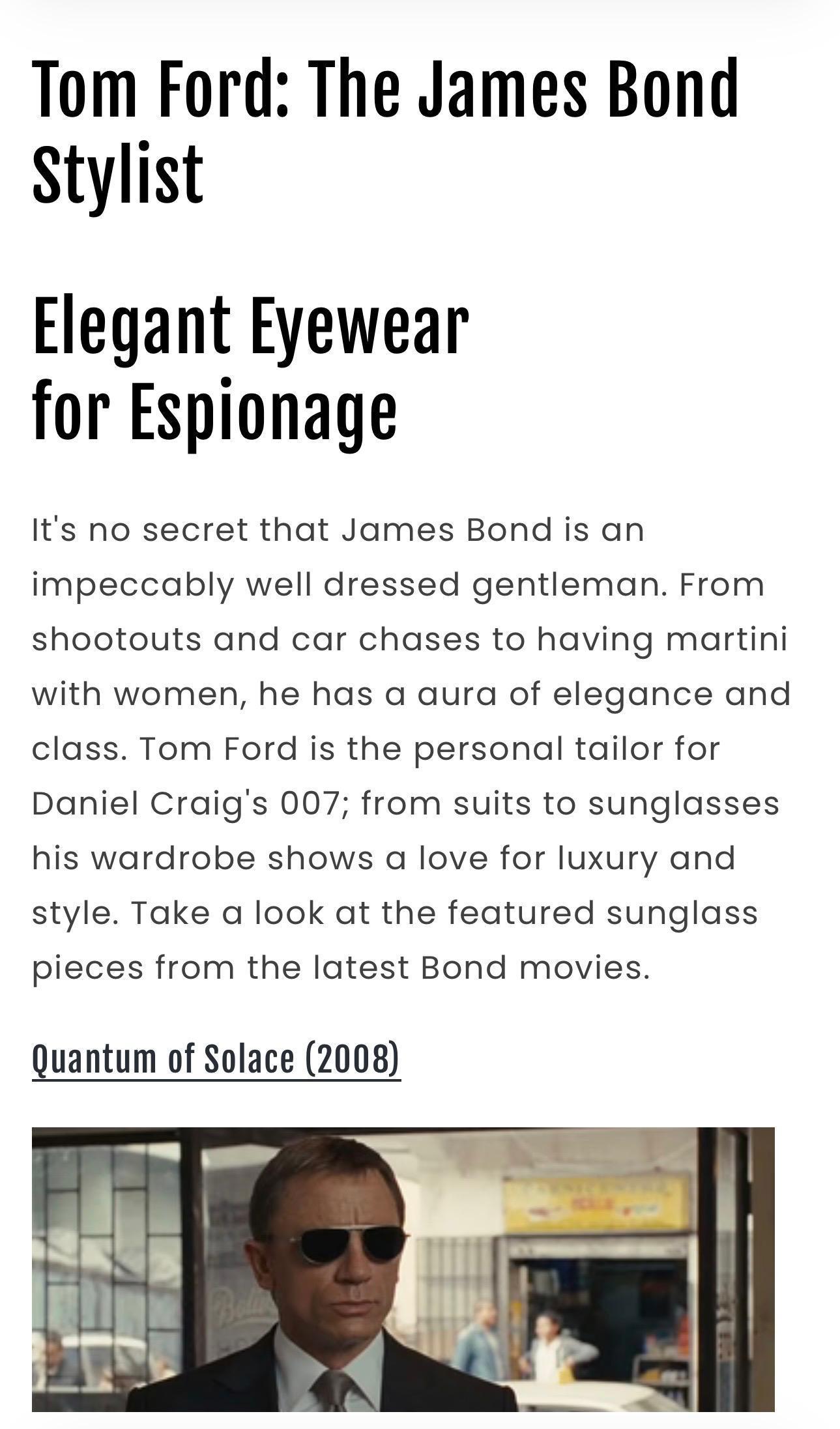 Sunglasses by Tom Ford - James Bond 007